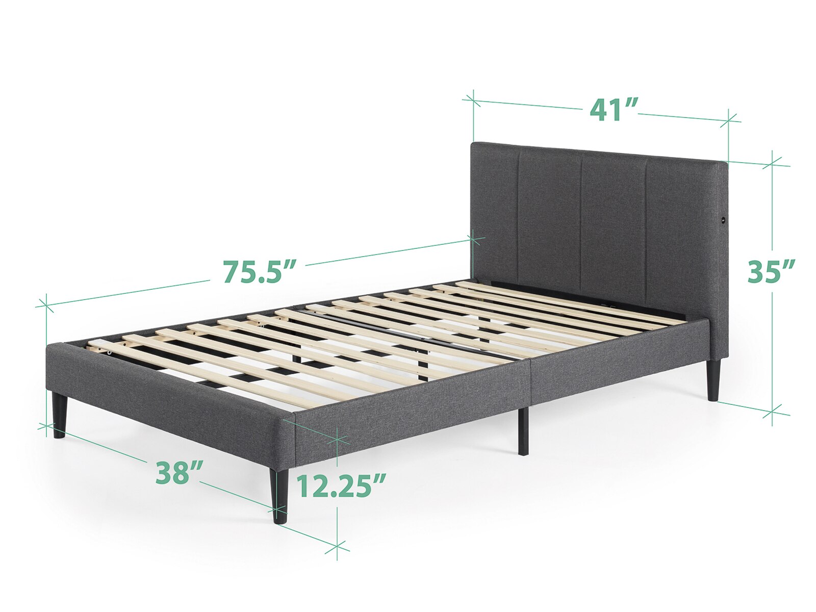 Maddon Platform Bed with Upholstered Headboard and USB Port
